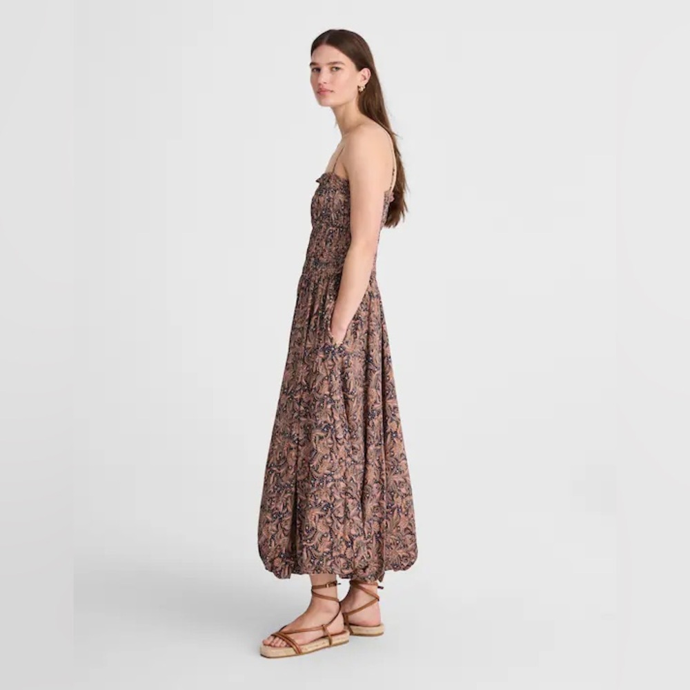 Madewell | Smocked Bubble Hem Midi Dress Sz 8 - Picture 4 of 7